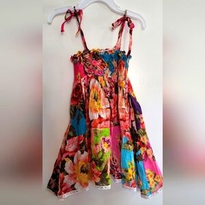 Floral Multicolor Summer Dress Lace Trim Hem Made In Hawaii